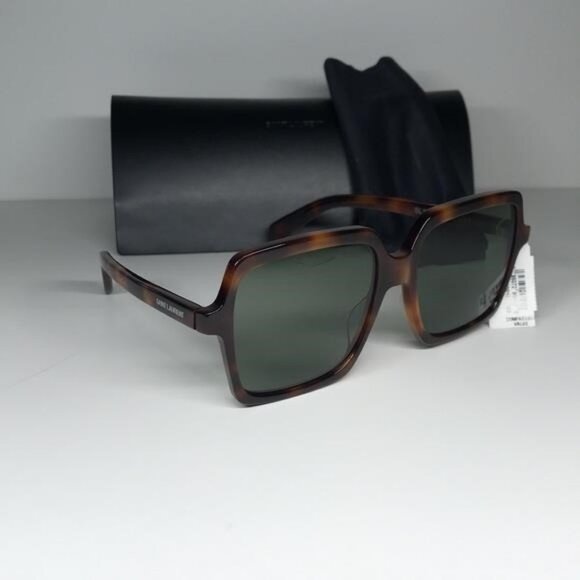 New Authentic Tortoise Square Sunglasses with Black Case SL 174 002 - Picture 4 of 11